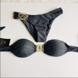 LAVISHLY Appointed Agnes Jewelry‎ Black Bikini Swimsuit Swimwear Size S